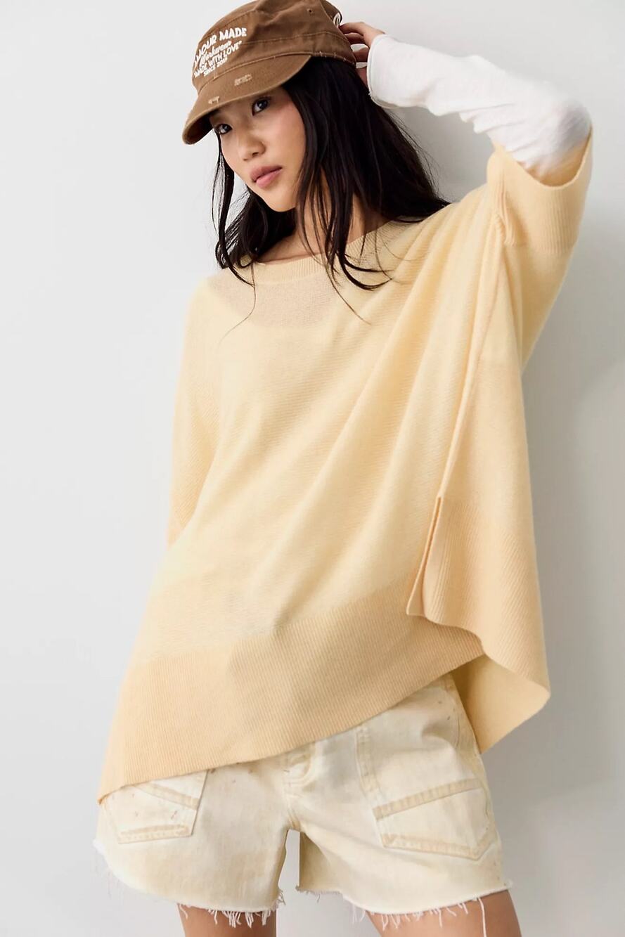 Free People We The Free 100% Cashmere Oversized Ivory Sweater M/L $168
